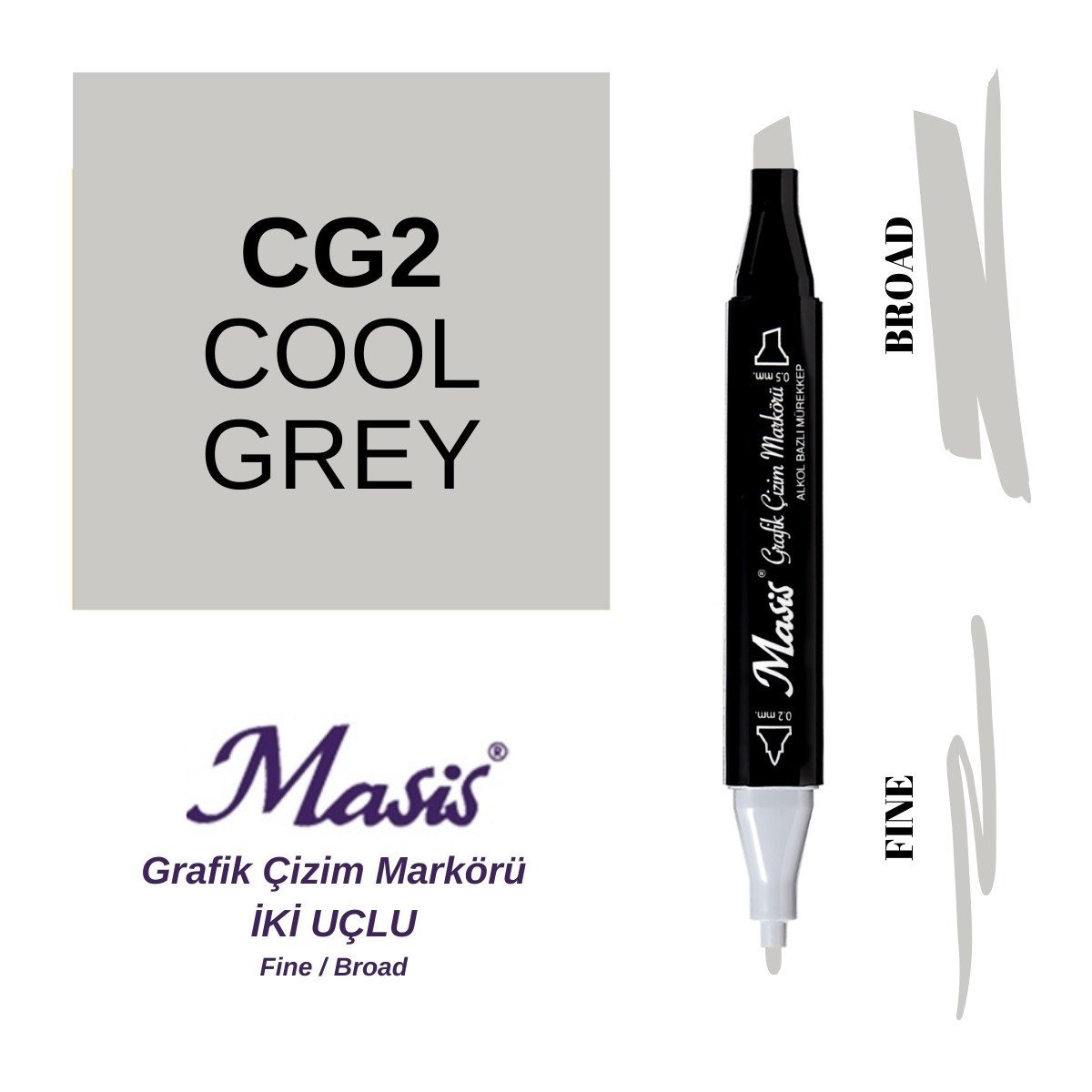 Masis Twin Çift Uçlu Marker Kalemi CG2 Cool Grey