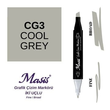 Masis Twin Çift Uçlu Marker Kalemi CG3 Cool Grey