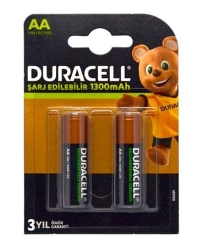 Duracell AA Kalem Pil Şarj Edilebilir 1300mAh Pil 2li