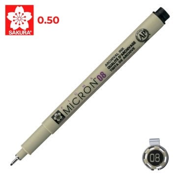 Sakura Pigma Micron Teknik Çizim Kalemi 08 0.5mm Siyah