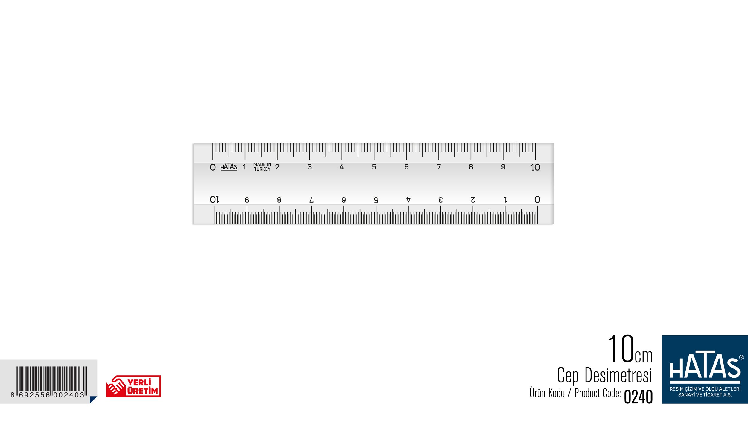 Hatas Mini Desimetresi 10cm Şeffaf