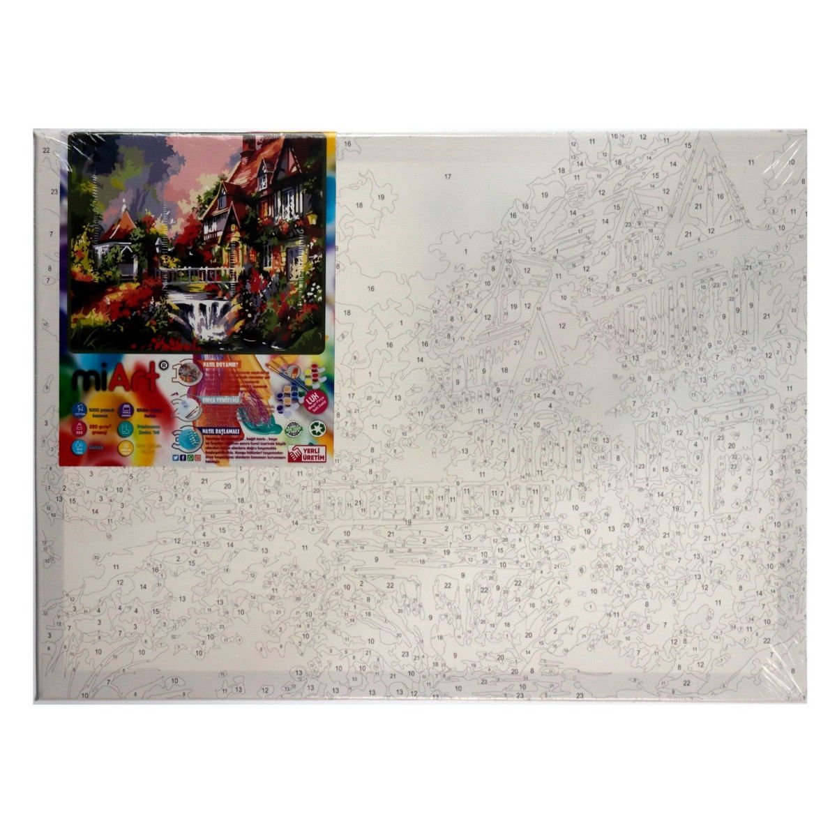 miArt Sayılarla Boyama Seti - Numaralı Tuval 30x40cm 07 Huzurlu Bahçe