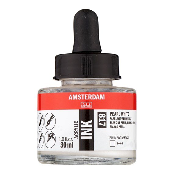 Amsterdam Sıvı Akrilik Mürekkep Boya 30ml 817 Pearl Whıte