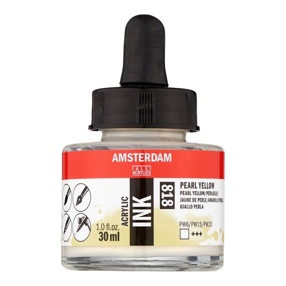 Amsterdam Sıvı Akrilik Mürekkep Boya 30ml 818 Pearl Yellow