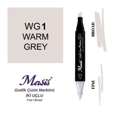 Masis Twin Çift Uçlu Marker Kalemi WG1 Warm Grey