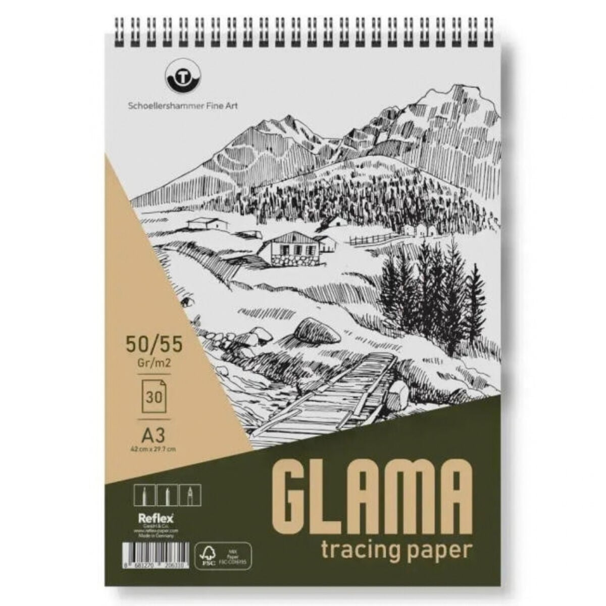 Schoellershammer Glama Tracing Aydinger Kağıdı 50/55gr A3 30yp Üstten Spiralli