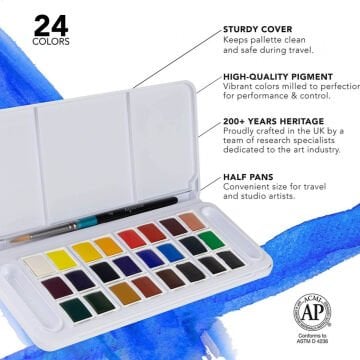 Daler Rowney Aquafine Travel Set Fırça Hediyeli Plastik Kutu 24lü