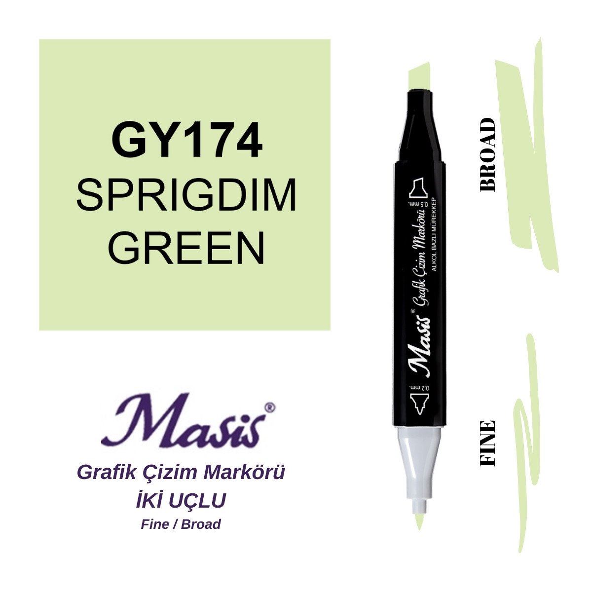 Masis Twin Çift Uçlu Marker Kalemi 174 Sprigdim Green