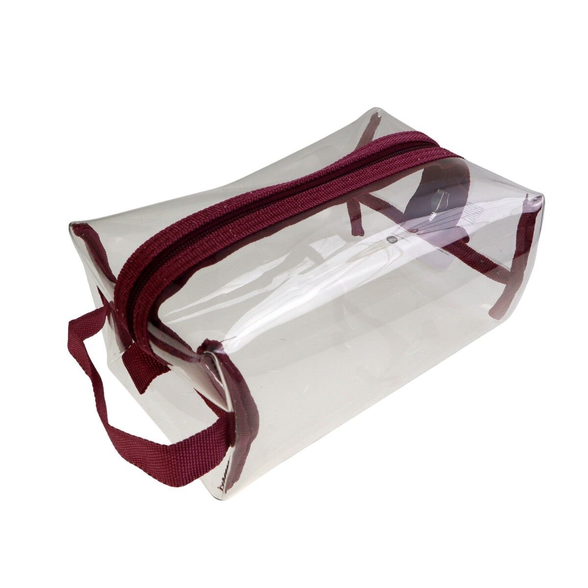 BBack Şeffaf Kalemlik Renkli Fermuarlı Bordo