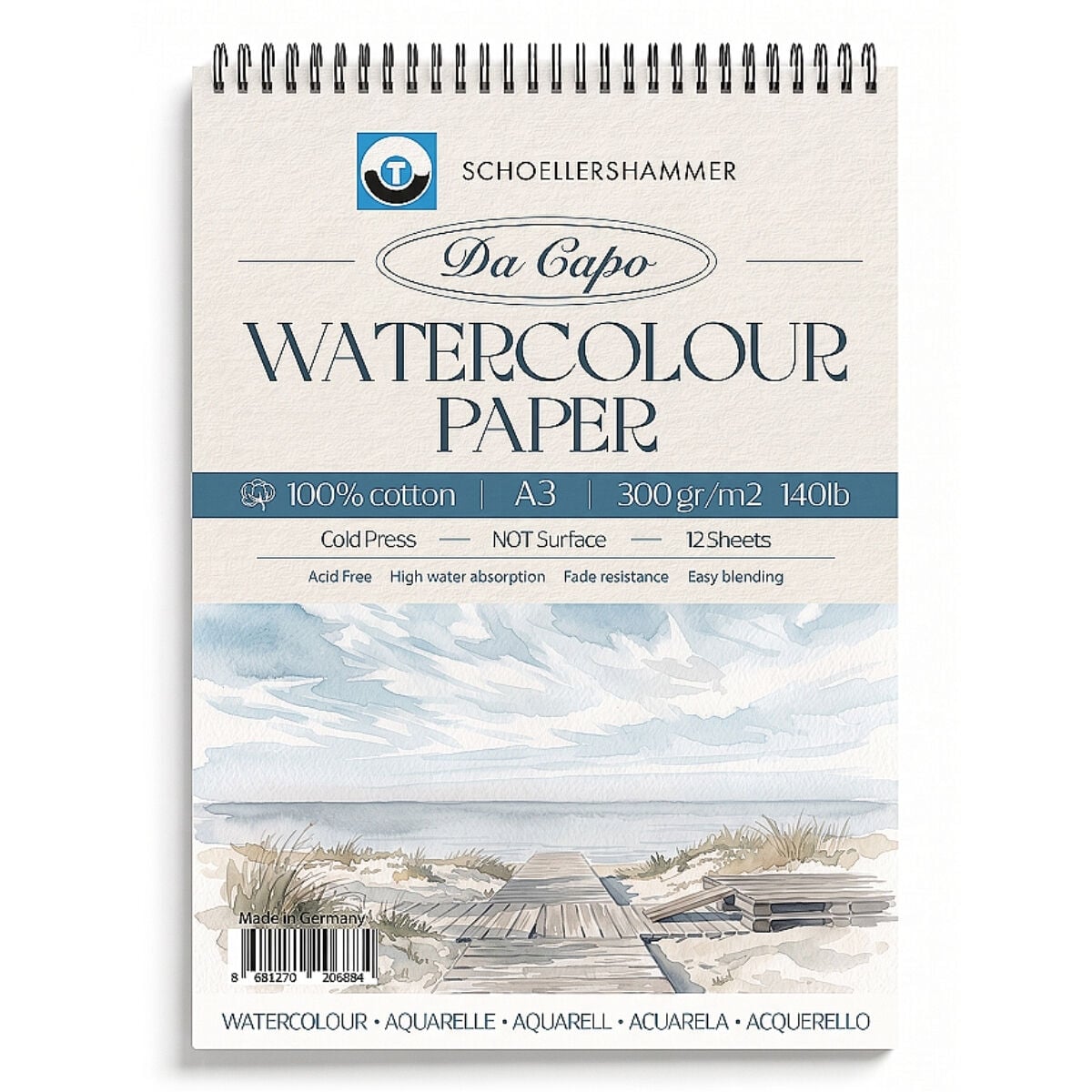 Schoellershammer Da Capo 100 Cotton Sulu Boya Defteri 300gr A3 12yp