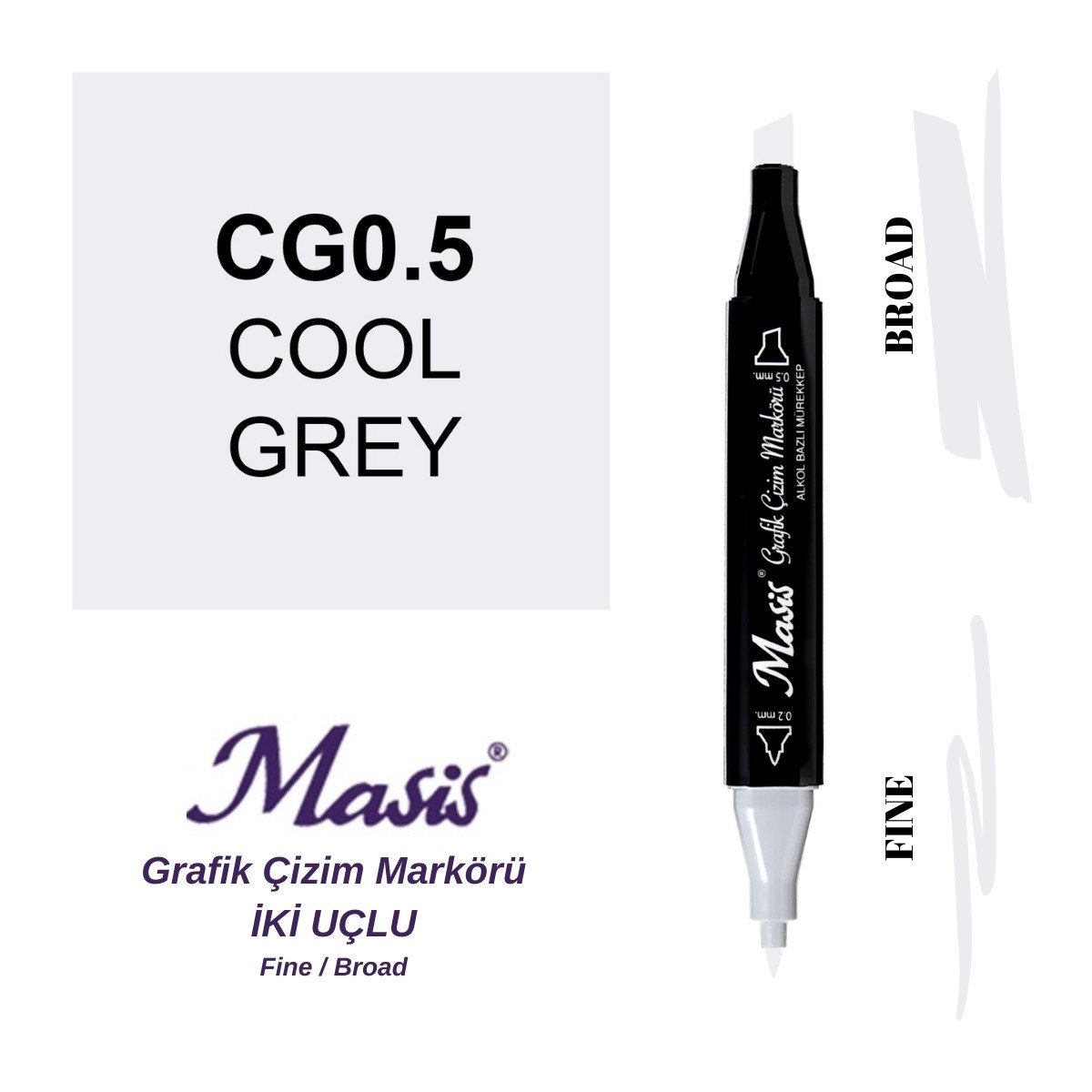 Masis Twin Çift Uçlu Marker Kalemi CG0.5 Cool Grey