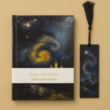 Yıldız Van Gogh Sert Kapak Ayraçlı Defter 14x20cm 96yp Çizgisiz Seri No: 2