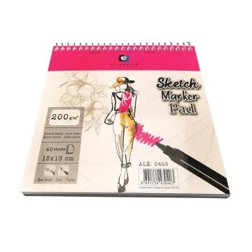 Alex Schoeller Sketch Marker Pad Eskiz Defteri 200gr 15x15cm 40yp Spiralli