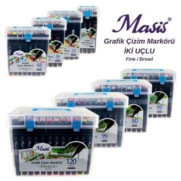 Masis Twin Çift Uçlu Marker Kalemi Seti 24lü