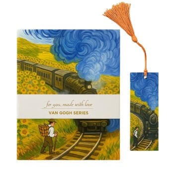 Yıldız Van Gogh Sert Kapak Ayraçlı Defter 14x20cm 96yp Çizgisiz Ayçiçek Tarlasında Tren