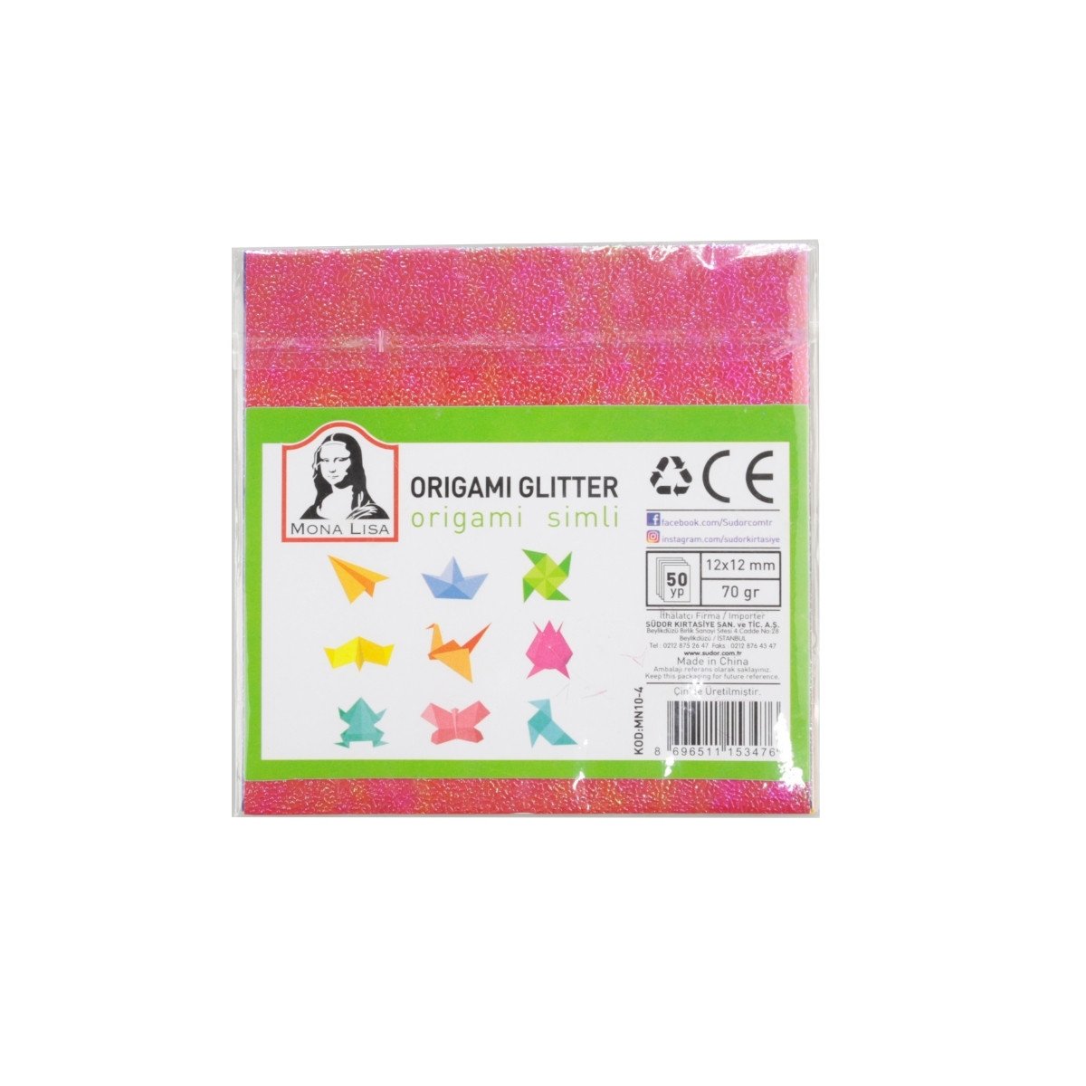 Südor Mona Lisa Origami Kağıdı Simli 70gr 12x12cm 50yp