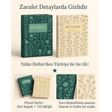 Yıldız Floral Seri İkili Defter Sert Kapak 14x20cm No: 02