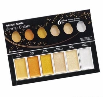 Zig Kuretake Gansai Tambi Starry Colors Yaldız Sulu Boya 6 Renk