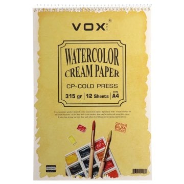Vox Spiralli Soğuk Baskı Sulu Boya Defteri İvory 12yp 315gr A4