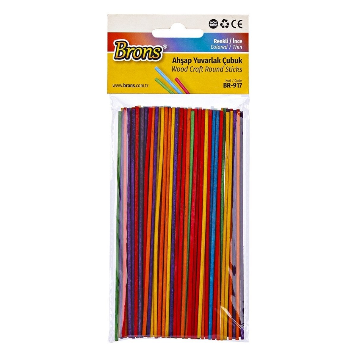 Brons Ahşap Yuvarlak Çubuk Renkli İnce 2x145mm 100lü