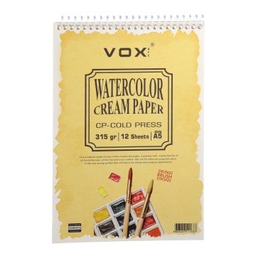 Vox Spiralli Soğuk Baskı Sulu Boya Defteri İvory 12yp 315gr A5