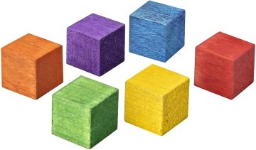 Brons Ahşap Küp Blok Renkli 15x15x15mm 42li