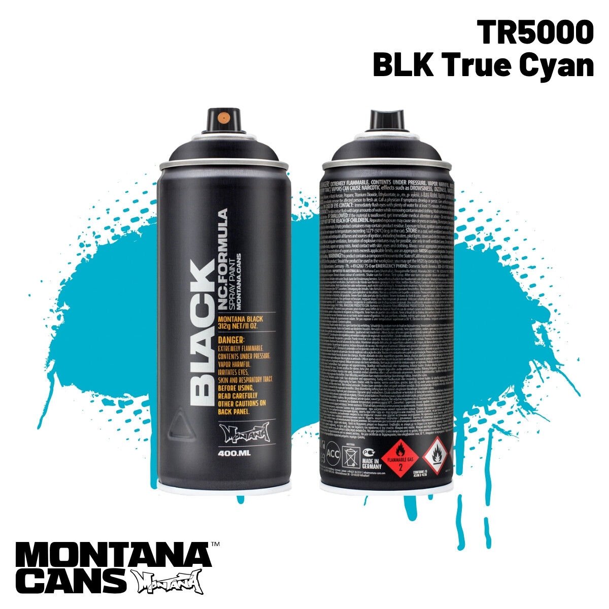Montana Black Sprey Boya 400ml BLK TR5000 True Cyan