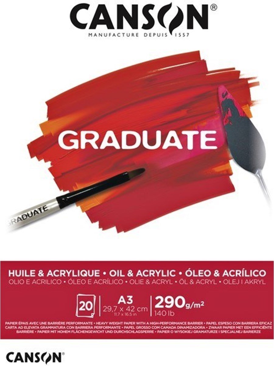 Canson Graduate Huile Acrylique Defter A3 290gr 20yp