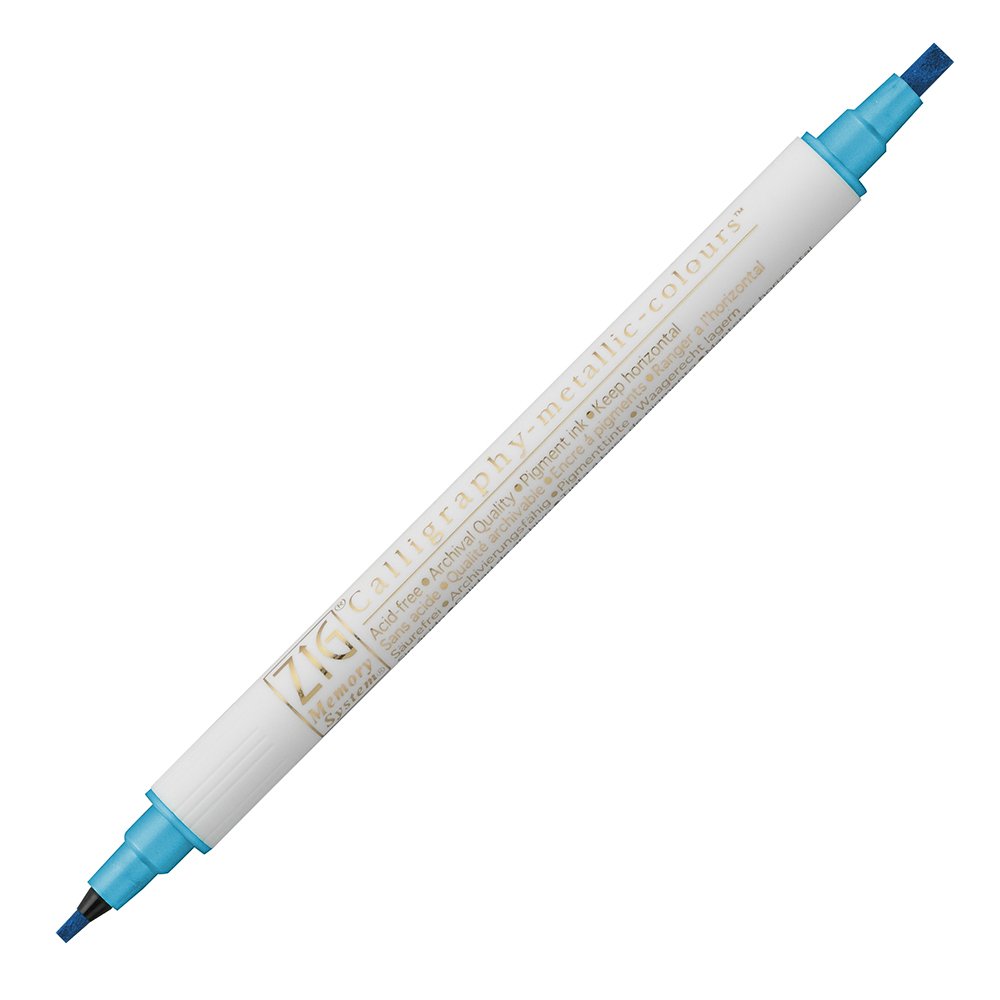 Zig Kaligrafi Kalemi MS-8400 Çift Taraflı Düz Kesik 2.0-3.5mm 125 Metalik Mavi (Blue)