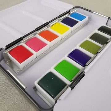 Art Elegant Taş Sulu Boya 12li Metal Kutu A5 Defter Hediyeli