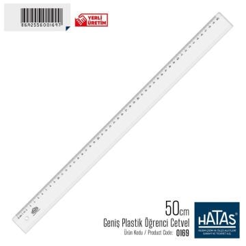 Hatas Ekonomik Geniş Plastik Öğrenci Cetveli 50cm