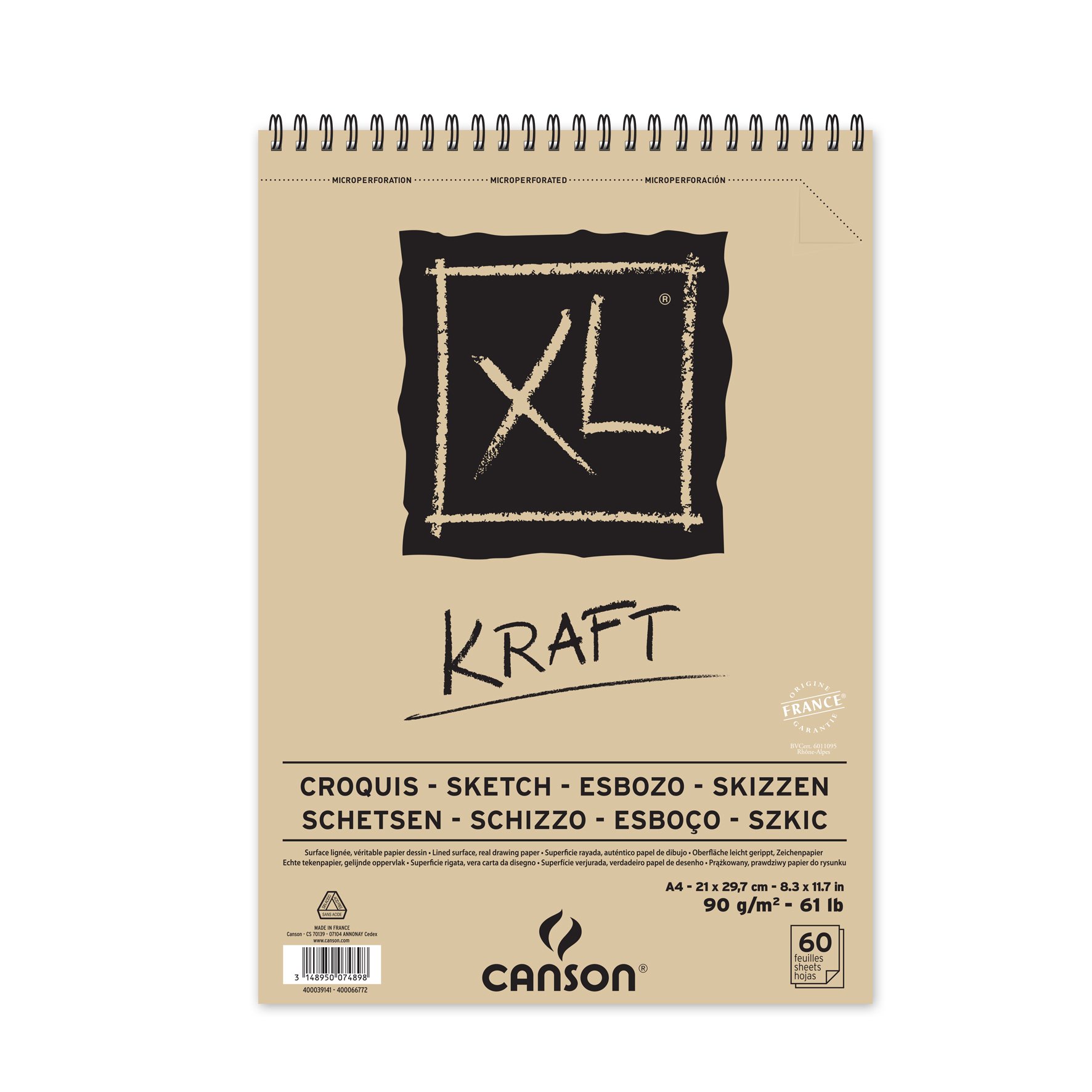 Canson XL Kraft Spiralli Eskiz Blok A4 90gr 60 Yaprak