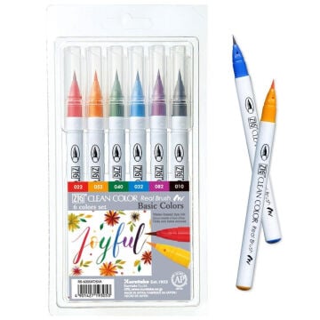 Zig Clean Color Real Brush Marker Set 6lı Basic Colors