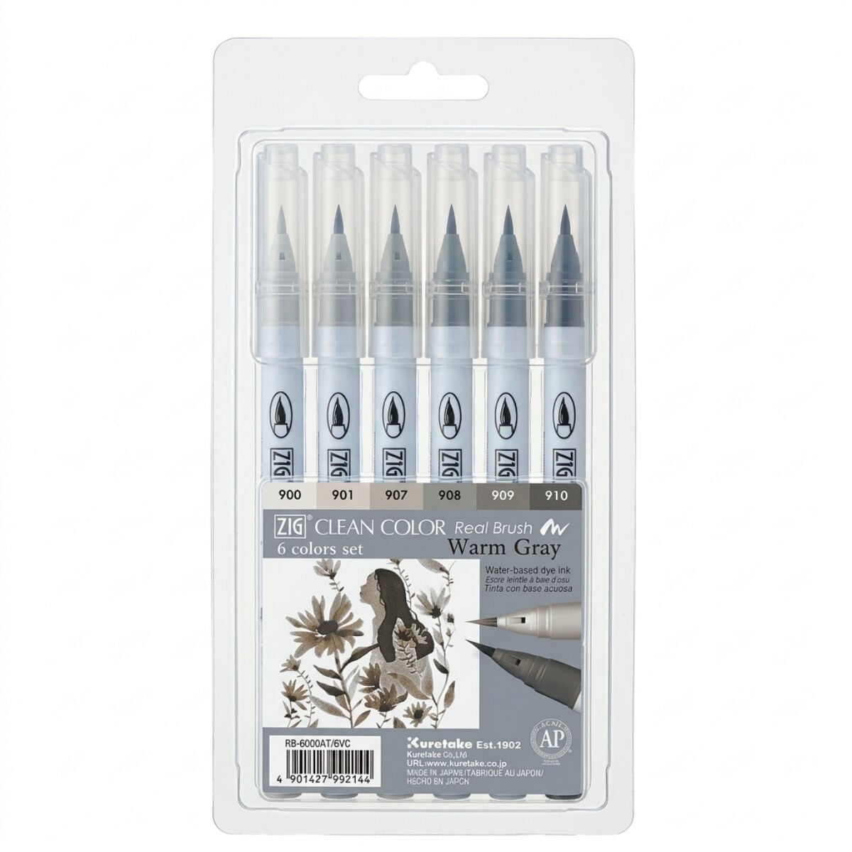 Zig Clean Color Real Brush Marker Set 6lı Warm Grey
