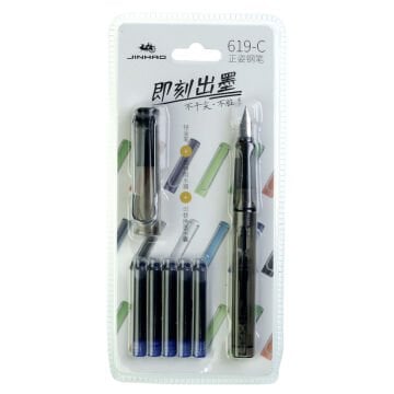 Jinhao Dolma Kalem Seti 6 Parça Fine Şeffaf Siyah