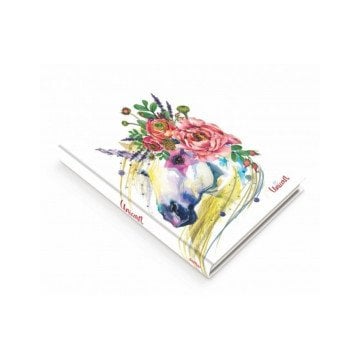 Deffter Sert Kapaklı 14x20cm 96 Sayfa Çizgili Unicorn - Flower
