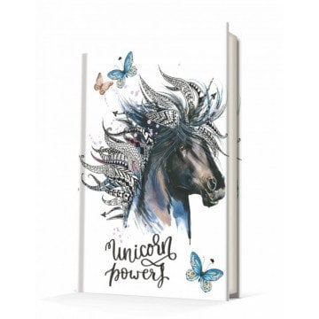 Deffter Sert Kapaklı 14x20cm 96 Sayfa Çizgili Unicorn - Power