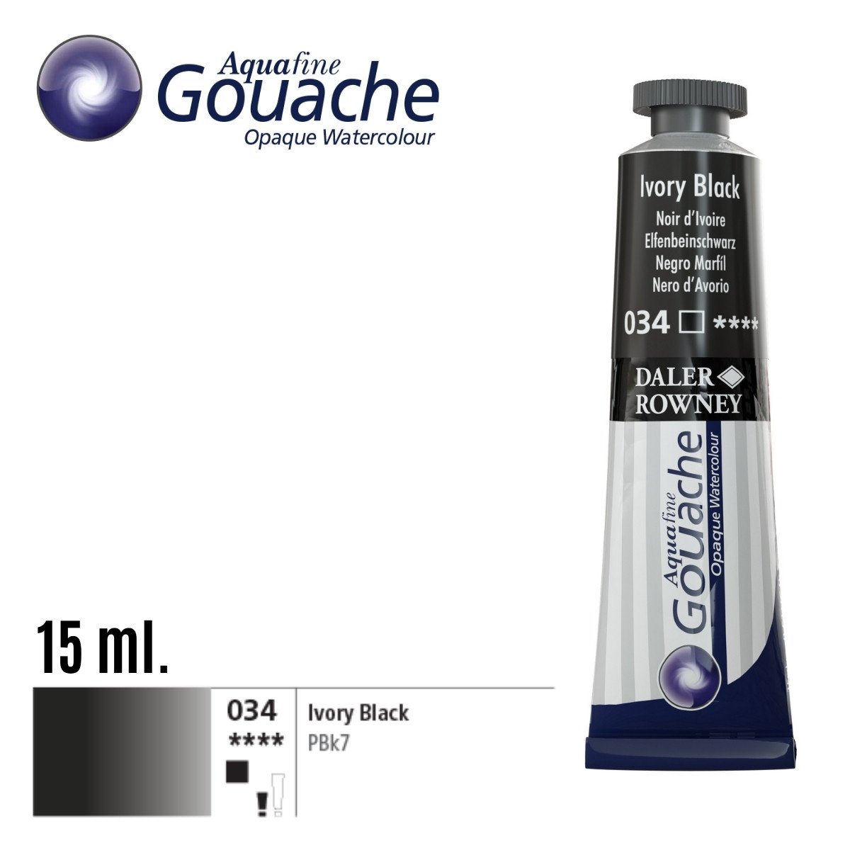 Daler Rowney Aquafine Guaj Boya Tüp 15ml 034 Ivory Black