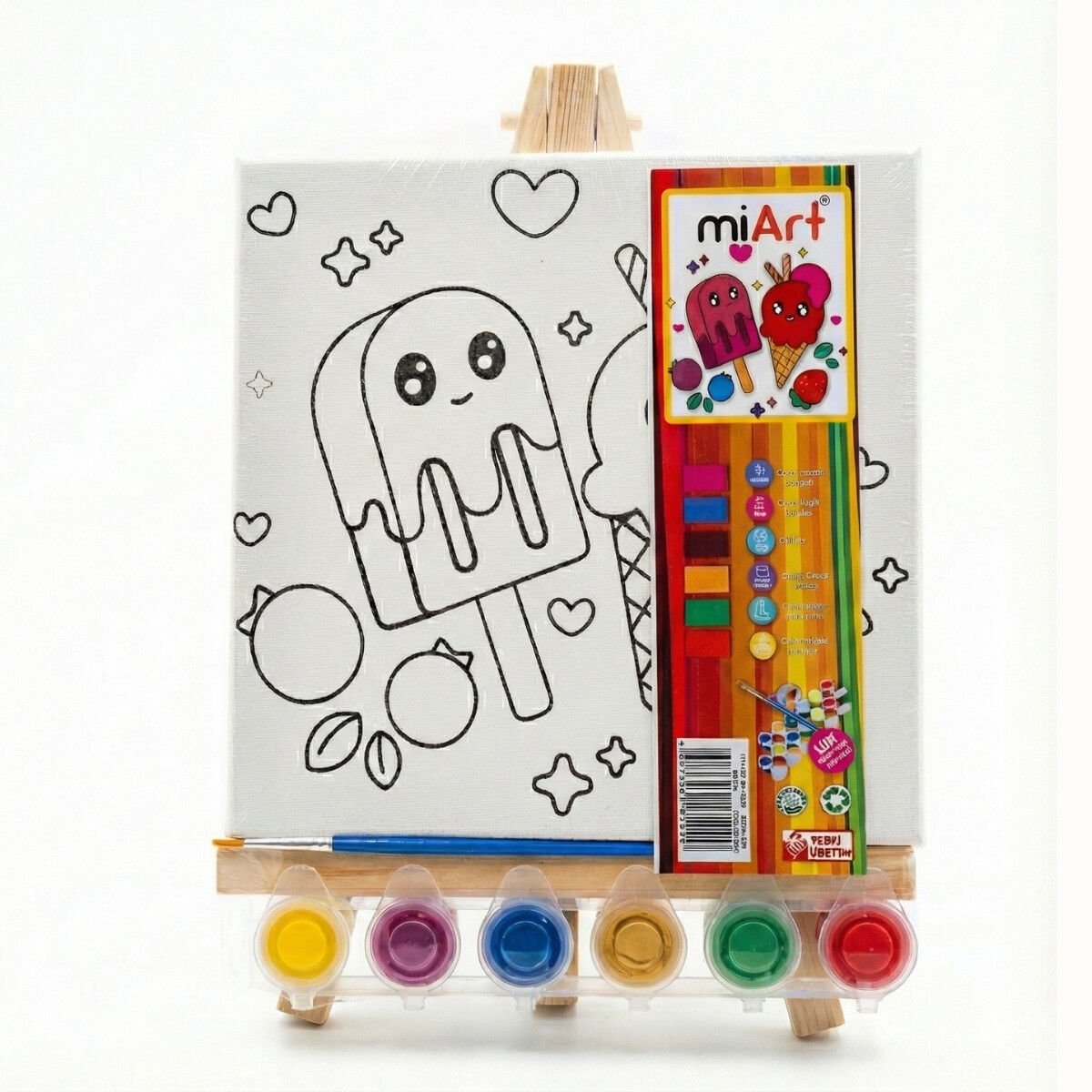 miART Hobi Boyama Seti (Şövale 20cm + Tuval 20X20cm) Dondurma