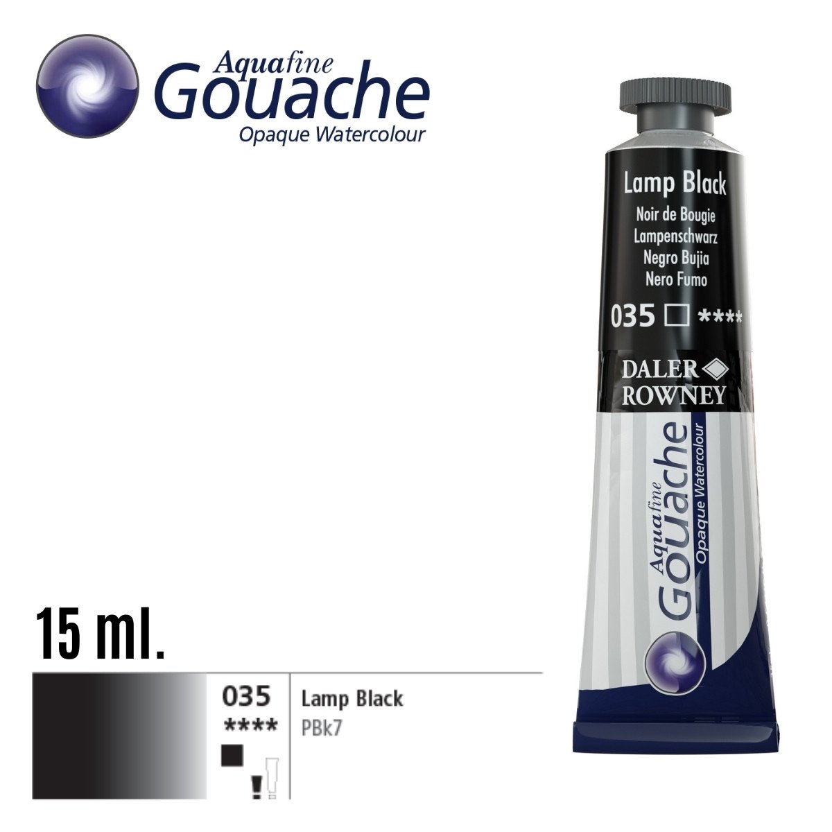 Daler Rowney Aquafine Guaj Boya Tüp 15ml 035 Lamp Black