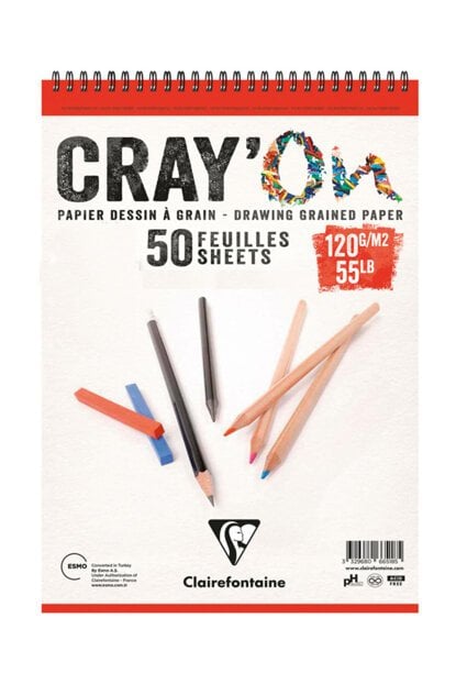 Clairefontaine Cray'on Çizim Blok Üstten Spiralli 120gr A5 50yp