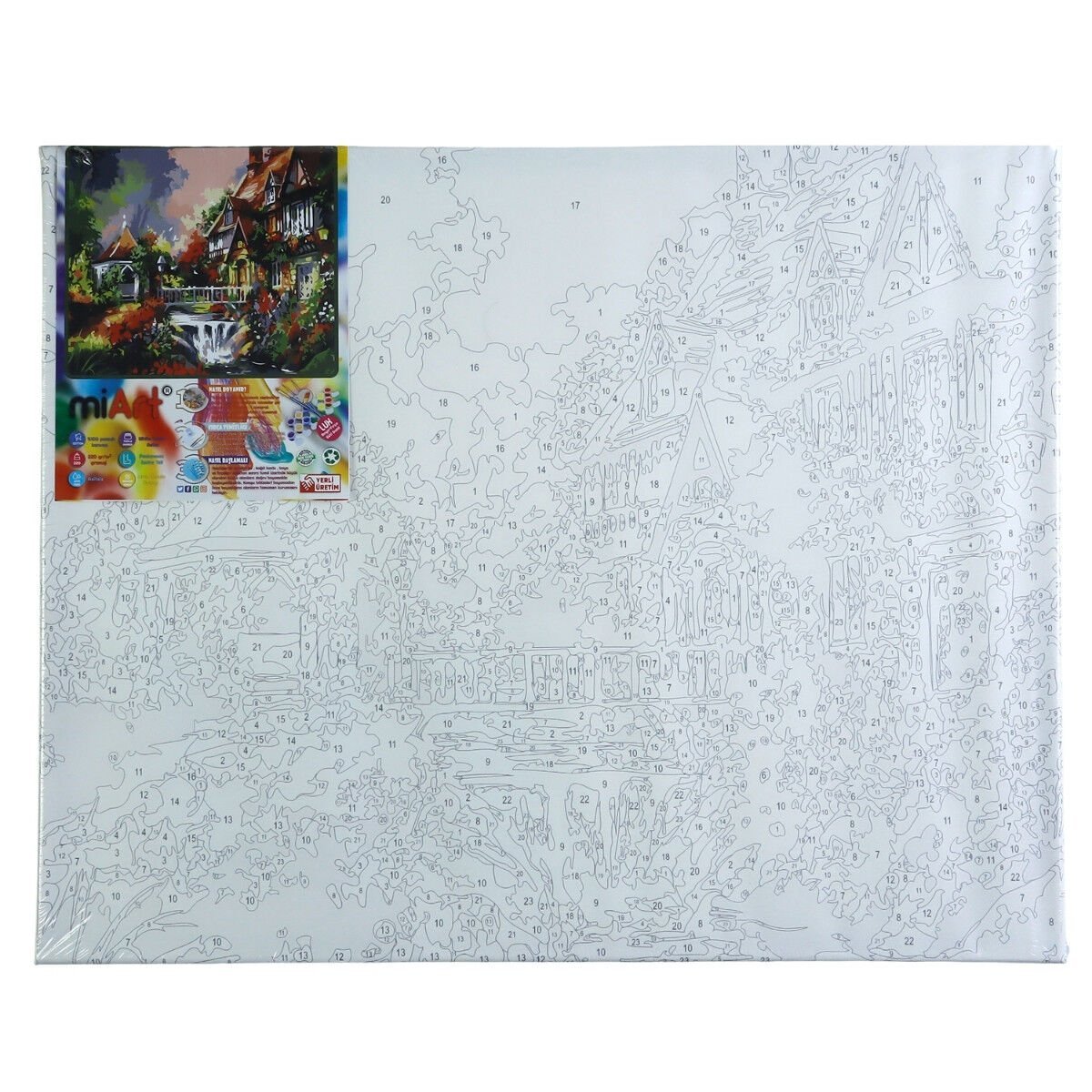 miArt Sayılarla Boyama Seti - Numaralı Tuval 40x50cm 07 Huzurlu Bahçe