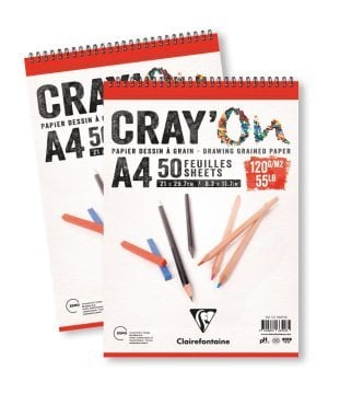 Clairefontaine Cray'on Çizim Blok Üstten Spiralli 120gr A4 50 Sayfa