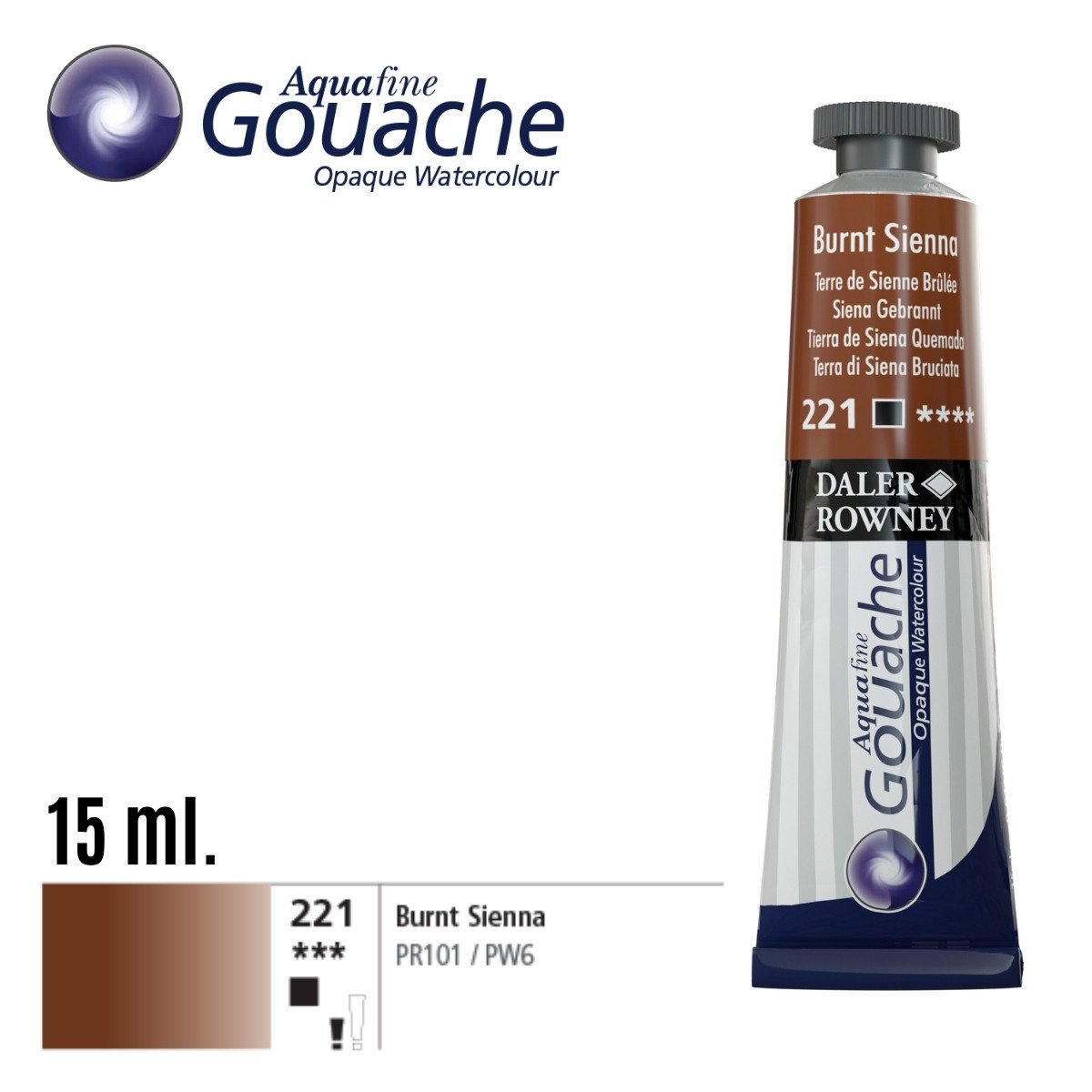 Daler Rowney Aquafine Guaj Boya Tüp 15ml 221 Burnt Sienna