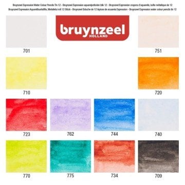 Bruynzeel Expression Aquarelle Kuru Sulu Kalem Boya Seti 12 Renk