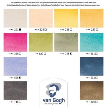Van Gogh Profesyonel Sulu Boya 12 Renk Muted Colours