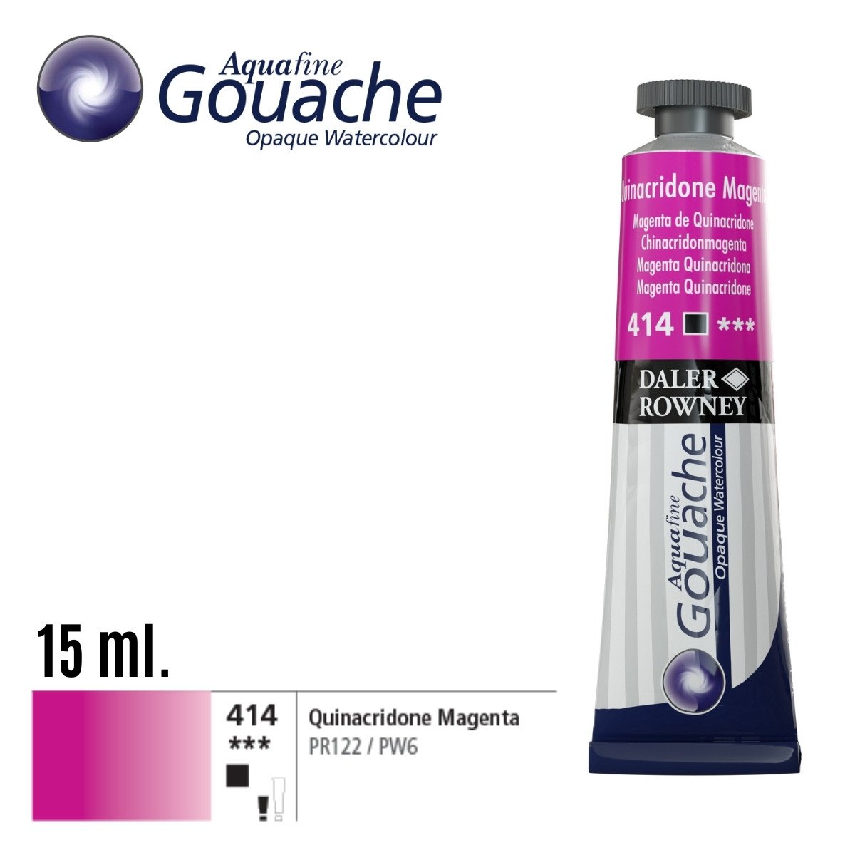 Daler Rowney Aquafine Guaj Boya Tüp 15ml 414 Quinacridone Magenta