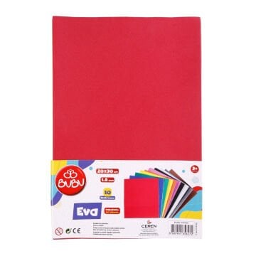 Bu-Bu Yapışkanlı Eva 20x30cm 1.8mm Karışık 10 Renk