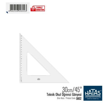 Hatas Teknik Gönye Şeffaf 30cm 45°
