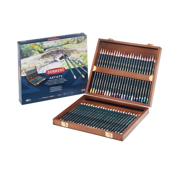Derwent Artist Pencils 48'li Profesyonel Ahşap Kutulu Kuru Boya Kalemi